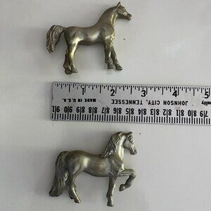 Pair of Pewter Horses set of 2 Spoontiques figurines
